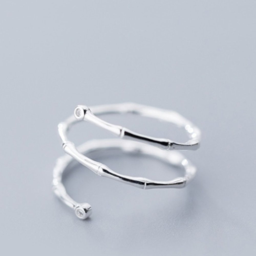 BRAND NEW Adjustable Bamboo Silver Ring